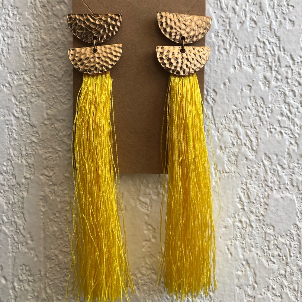 Yellow tassel earrings